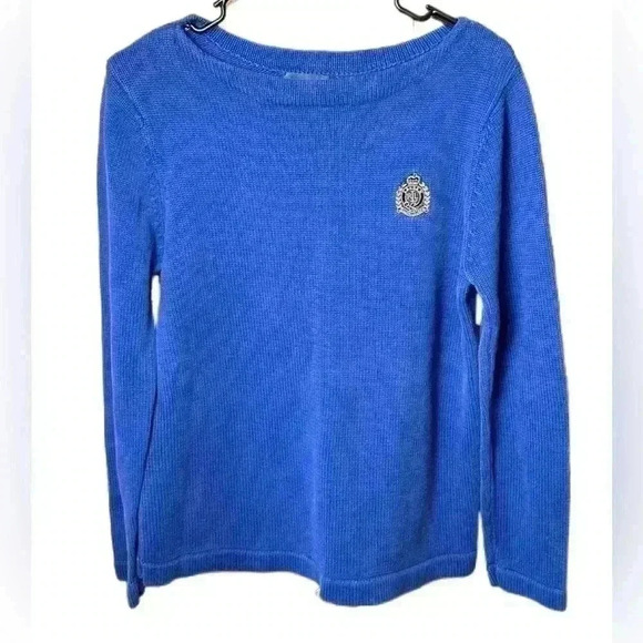 Lauren by Ralph Lauren Long Sleeve Logo Cotton Mens Pullover M Blue - Picture 1 of 7